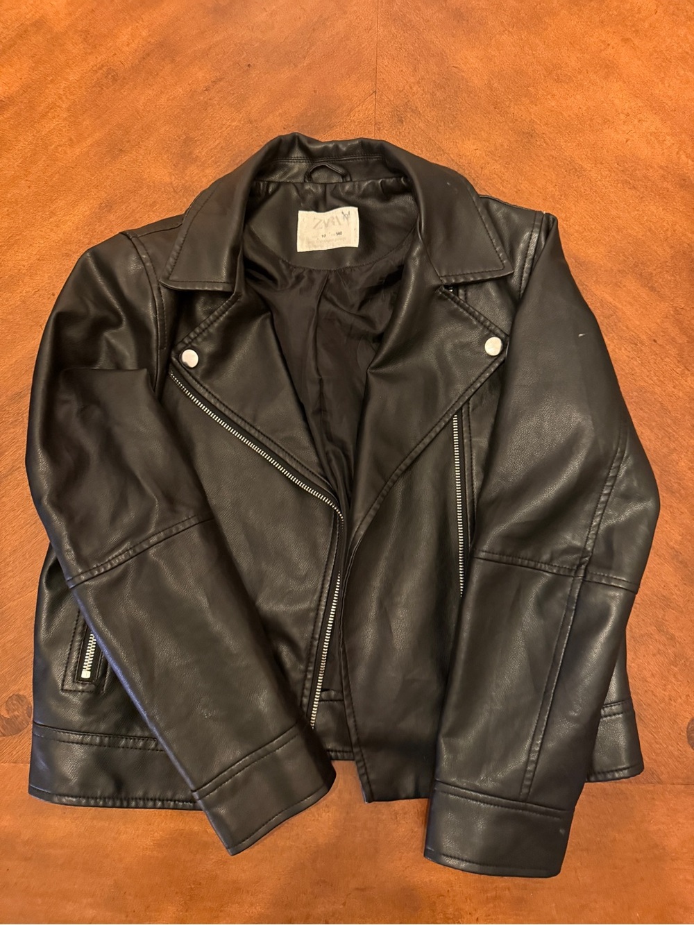 Zara Black Faux Leather Moto Jacket for Kids